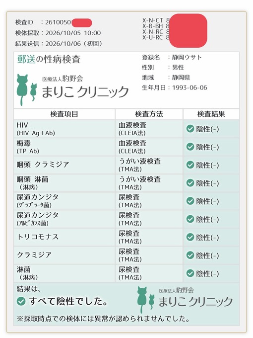 USATO(ｳｻﾄ) 定期検査結果💉